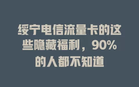 绥宁电信流量卡的这些隐藏福利，90%的人都不知道