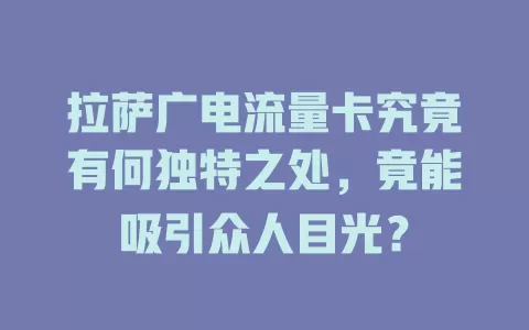 拉萨广电流量卡究竟有何独特之处，竟能吸引众人目光？