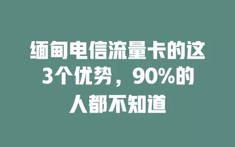 缅甸电信流量卡的这3个优势，90%的人都不知道