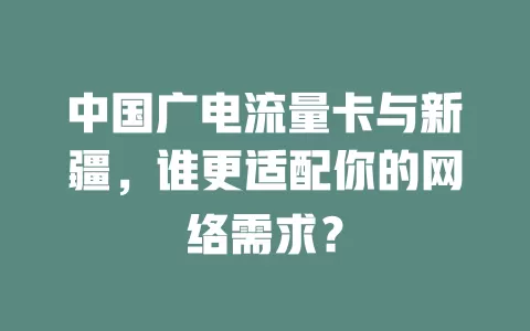 中国广电流量卡与新疆，谁更适配你的网络需求？