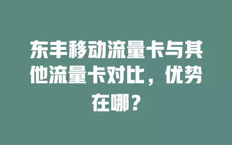 东丰移动流量卡与其他流量卡对比，优势在哪？