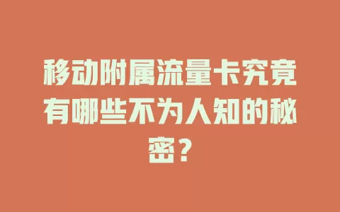 移动附属流量卡究竟有哪些不为人知的秘密？