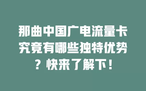 那曲中国广电流量卡究竟有哪些独特优势？快来了解下！