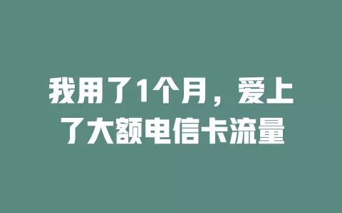 我用了1个月，爱上了大额电信卡流量