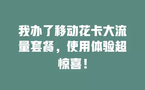 我办了移动花卡大流量套餐，使用体验超惊喜！
