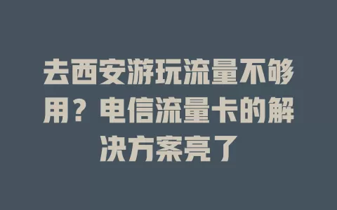 去西安游玩流量不够用？电信流量卡的解决方案亮了