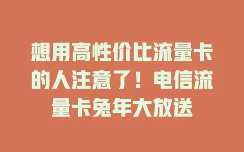 想用高性价比流量卡的人注意了！电信流量卡兔年大放送