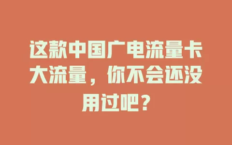 这款中国广电流量卡大流量，你不会还没用过吧？
