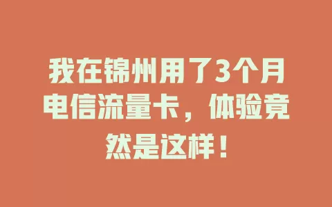 我在锦州用了3个月电信流量卡，体验竟然是这样！