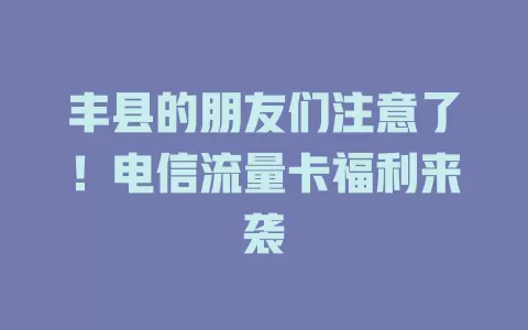 丰县的朋友们注意了！电信流量卡福利来袭
