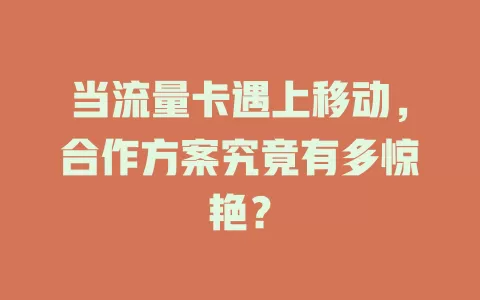 当流量卡遇上移动，合作方案究竟有多惊艳？