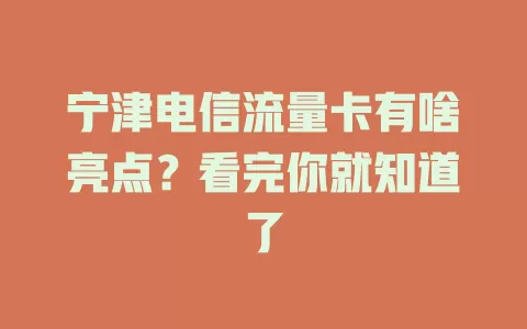 宁津电信流量卡有啥亮点？看完你就知道了