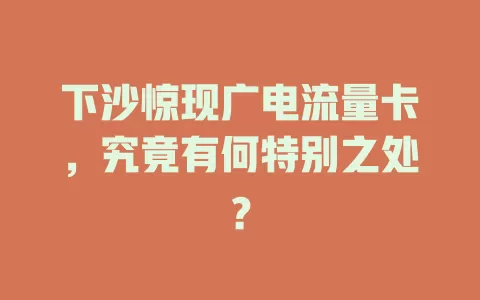下沙惊现广电流量卡，究竟有何特别之处？