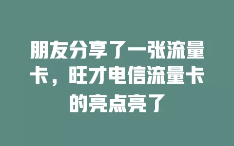 朋友分享了一张流量卡，旺才电信流量卡的亮点亮了