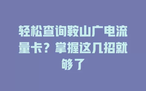轻松查询鞍山广电流量卡？掌握这几招就够了