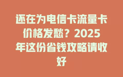 还在为电信卡流量卡价格发愁？2025年这份省钱攻略请收好
