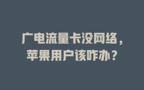 广电流量卡没网络，苹果用户该咋办？