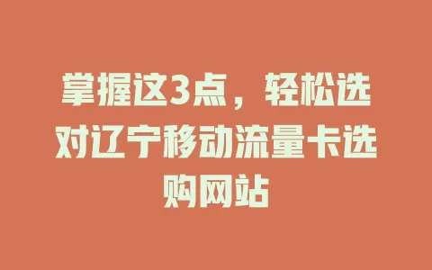 掌握这3点，轻松选对辽宁移动流量卡选购网站