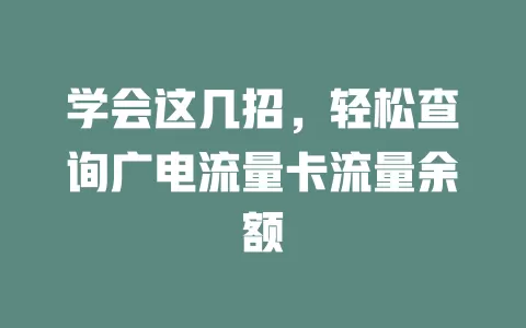 学会这几招，轻松查询广电流量卡流量余额