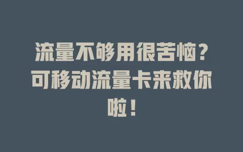 流量不够用很苦恼？可移动流量卡来救你啦！