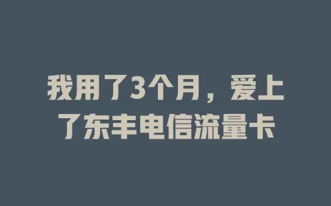 我用了3个月，爱上了东丰电信流量卡