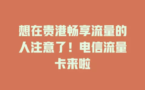 想在贵港畅享流量的人注意了！电信流量卡来啦