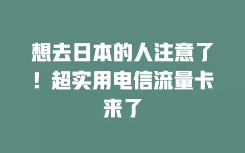想去日本的人注意了！超实用电信流量卡来了