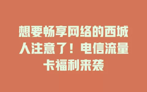 想要畅享网络的西城人注意了！电信流量卡福利来袭