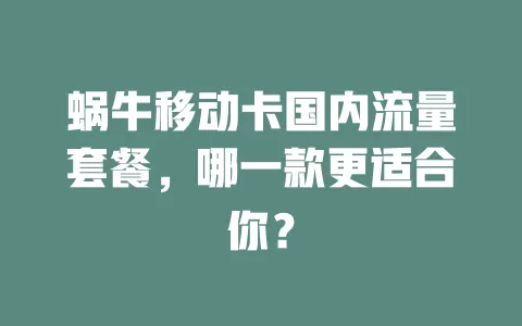 蜗牛移动卡国内流量套餐，哪一款更适合你？