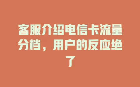 客服介绍电信卡流量分档，用户的反应绝了