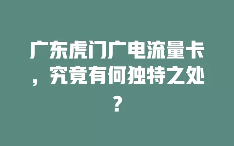 广东虎门广电流量卡，究竟有何独特之处？