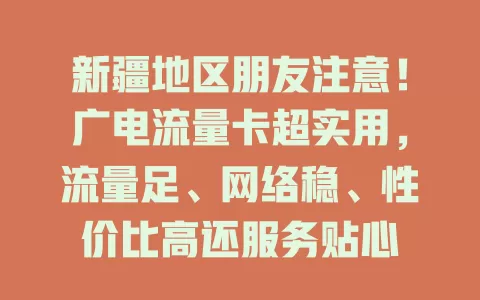 新疆地区朋友注意！广电流量卡超实用，流量足、网络稳、性价比高还服务贴心