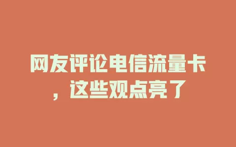网友评论电信流量卡，这些观点亮了