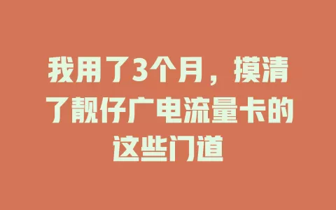 我用了3个月，摸清了靓仔广电流量卡的这些门道