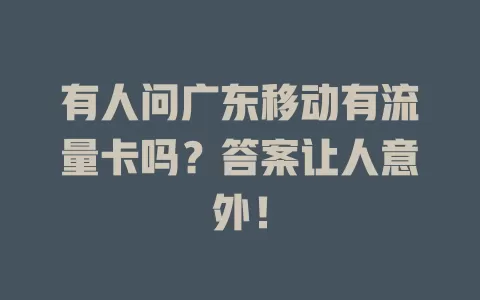 有人问广东移动有流量卡吗？答案让人意外！