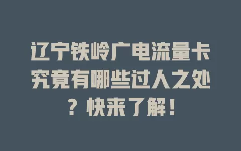 辽宁铁岭广电流量卡究竟有哪些过人之处？快来了解！