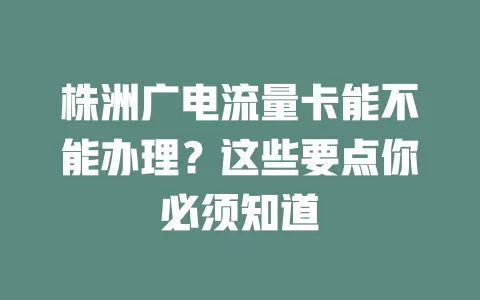 株洲广电流量卡能不能办理？这些要点你必须知道