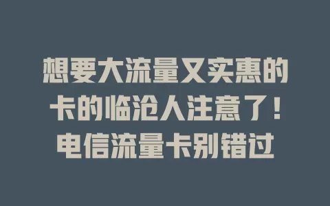 想要大流量又实惠的卡的临沧人注意了！电信流量卡别错过