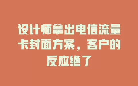 设计师拿出电信流量卡封面方案，客户的反应绝了