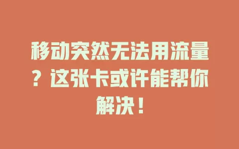 移动突然无法用流量？这张卡或许能帮你解决！