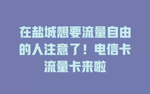 在盐城想要流量自由的人注意了！电信卡流量卡来啦