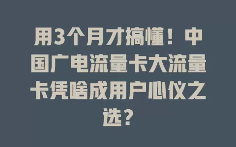用3个月才搞懂！中国广电流量卡大流量卡凭啥成用户心仪之选？