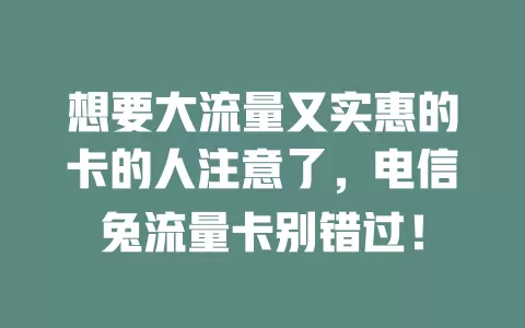 想要大流量又实惠的卡的人注意了，电信兔流量卡别错过！