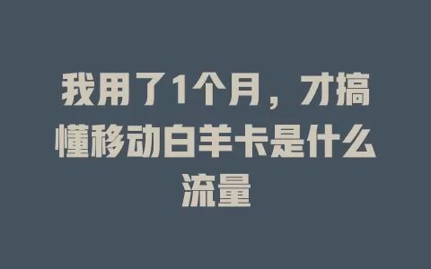 我用了1个月，才搞懂移动白羊卡是什么流量
