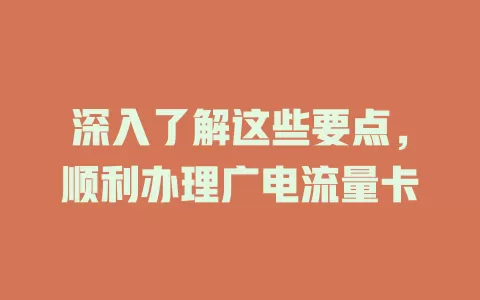 深入了解这些要点，顺利办理广电流量卡