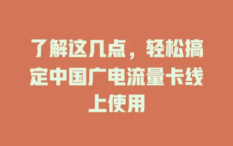 了解这几点，轻松搞定中国广电流量卡线上使用