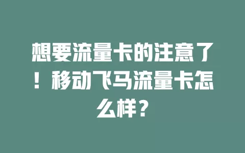 想要流量卡的注意了！移动飞马流量卡怎么样？