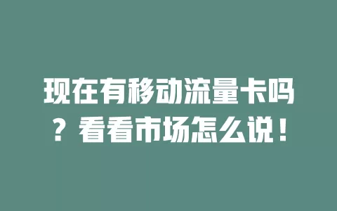 现在有移动流量卡吗？看看市场怎么说！