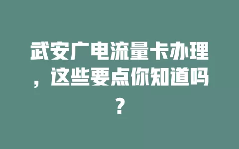 武安广电流量卡办理，这些要点你知道吗？