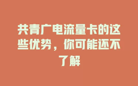 共青广电流量卡的这些优势，你可能还不了解